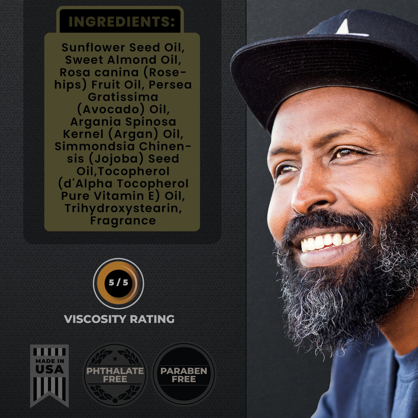 Thick Beard Oil Gel (Backdraft Scent) - High Viscosity Formula with Moisturizing Oils to Condition