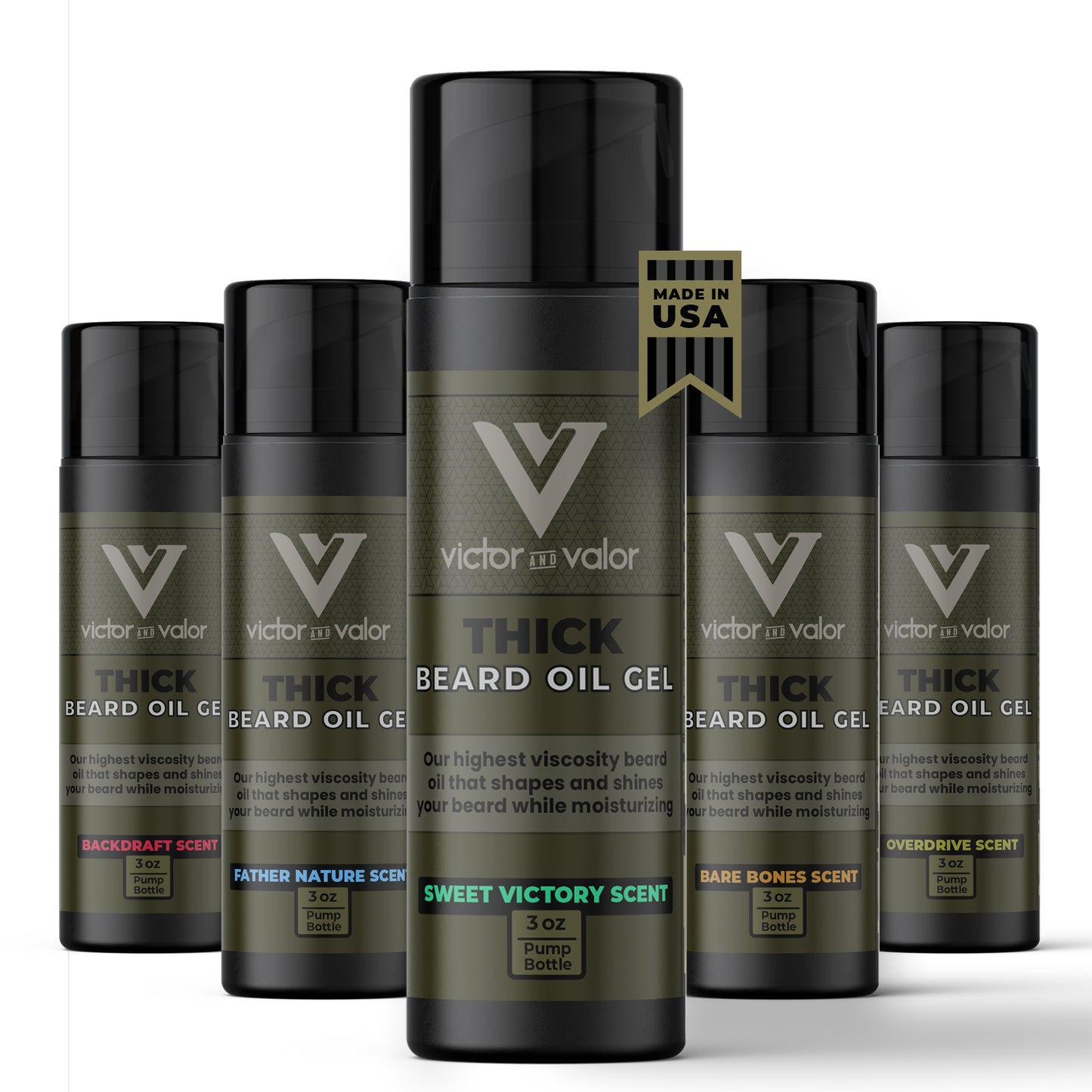 Thick Beard Oil Gel (Sweet Victory Scent) - High Viscosity Formula with Moisturizing Oils to Condition