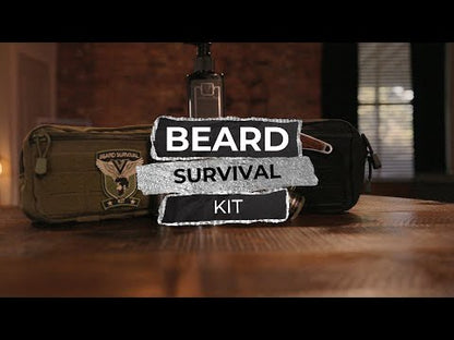 Beard Survival Kit - Gift Set (Iced Oud Scent) - Comb and Tactical Toiletry DOPP Bag Included